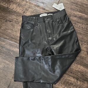 Abercrombie & Fitch Vegan Leather Pants Black Sz 2 Ankle Straight Ultra Hi  Rise